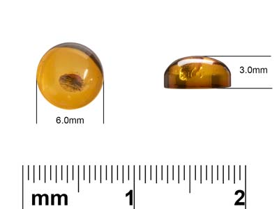 Ambre naturel, cabochon rond 6 mm - Image Standard - 4
