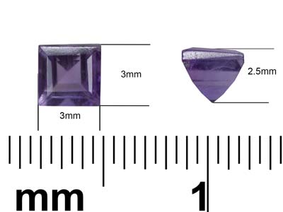 Améthyste carrée, 3 mm - Image Standard - 3