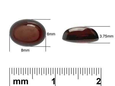 Grenat, cabochon ovale, 8 x 6 mm - Image Standard - 4