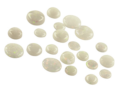Opale, cabochon rond, assortiment de 3 mm et plus, sachet de 20