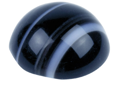 Onyx strié noir et blanc, cabochon rond 8 mm