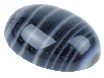 Onyx strié noir et blanc, cabochon ovale 8 x 6 mm