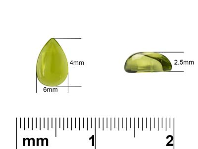 Péridot, cabochon poire 6 x 4 mm - Image Standard - 4