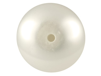 Perle d'eau douce Bouton semi-percée, 7,00 - 7,50 mm, blanc, la paire - Image Standard - 2