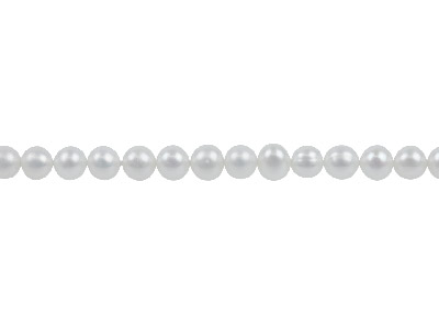 Perle deau douce ronde, 4-4,50 mm, blanc naturel, brin de 40 cm