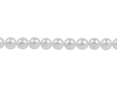 Perle d'eau douce ronde, 5,50-6 mm, blanc naturel, brin de 40 cm - Image Standard - 1