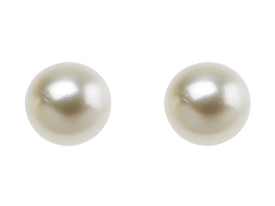 Perle deau douce ronde semi-percée, 3,50 - 4,00 mm, blanc, la paire