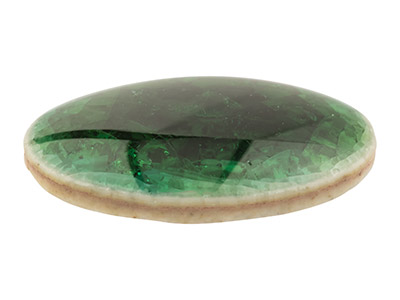 Céramique verte aspect craquelé, cabochon ovale 18 x 13 mm - Image Standard - 2