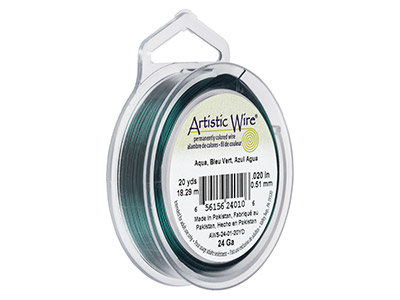Fil Cuivre bleu vert 0,51 mm, Artistic Wire de Beadalon, bobine de 18,20 mètres
