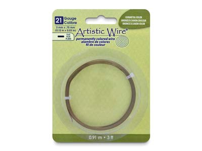 Fil Cuivre plat 0,75 x 3 mm, couleur Bronze, Artistic Wire de Beadalon, 0,91 mètre