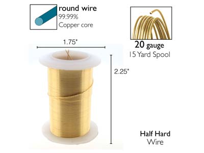 Fil Cuivre demi-dur anti-ternissement doré, 0,80 mm, bobine de 13,70 mètres - Image Standard - 2