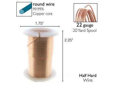Fil Cuivre demi-dur anti-ternissement or rose, 0,60 mm, bobine de 18,30 mètres - Image Standard - 2