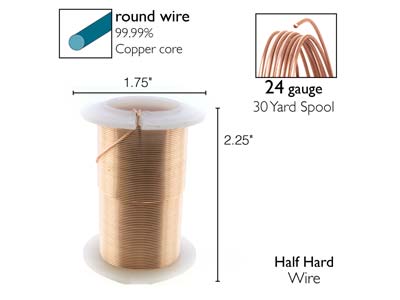 Fil Cuivre demi-dur anti-ternissement or rose, 0,43 mm, bobine de 27,40 mètres - Image Standard - 2