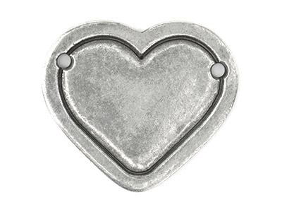Ebauche Etain, Coeur avec bordure percée 2 trous, 28,60 mm, ImpressArt, la pièce