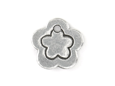 Ebauche Etain, Fleur avec bordure percéee 1 trou, 12,70 mm, ImpressArt, sachet de 3
