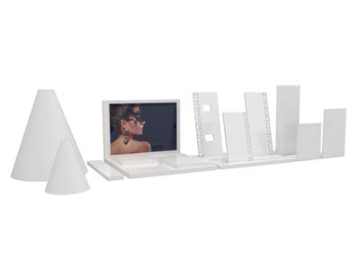 Présentoir à bijoux carré, Acrylique blanc brillant - Image Standard - 3