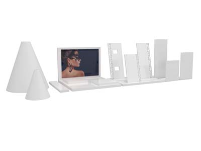 Présentoir à bijoux carré petit modèle, Acrylique blanc brillant - Image Standard - 3