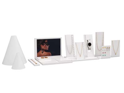 Présentoir à bijoux carré petit modèle, Acrylique blanc brillant - Image Standard - 4