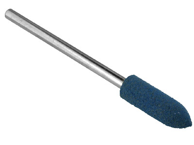 Meulette caoutchouc montée obus, bleue, grain gros, 5 x 16 mm, n505, EVE