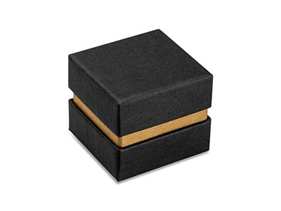 Boîte pour bague, Carton noir avec bande métallique or - Image Standard - 2