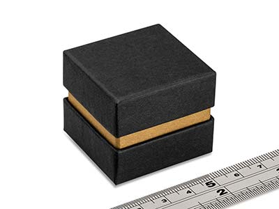 Boîte pour bague, Carton noir avec bande métallique or - Image Standard - 4