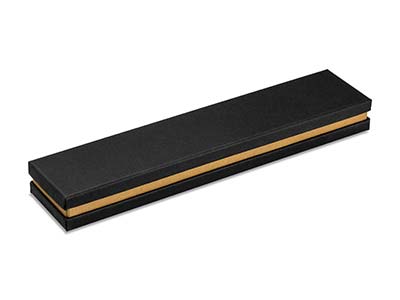 Boîte pour bracelet, Carton noir avec bande métallique or - Image Standard - 2