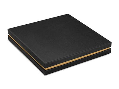 Boîte pour collier, Carton noir avec bande métallique or - Image Standard - 2
