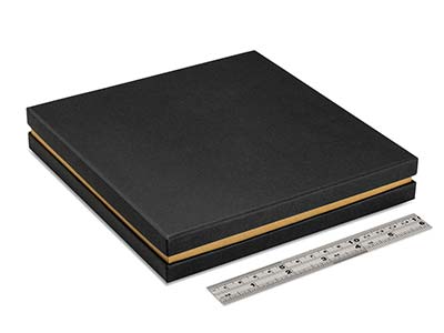 Boîte pour collier, Carton noir avec bande métallique or - Image Standard - 4