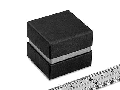Boîte pour bague, Carton noir avec bande métallique argent - Image Standard - 4