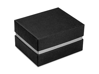 Boîte pour bracelet, Carton noir avec bande métallique argent - Image Standard - 2