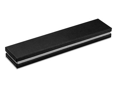 Boîte pour bracelet, Carton noir avec bande métallique argent - Image Standard - 2