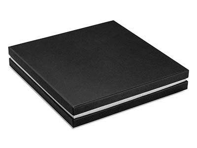 Boîte pour collier, Carton noir avec bande métallique argent - Image Standard - 2