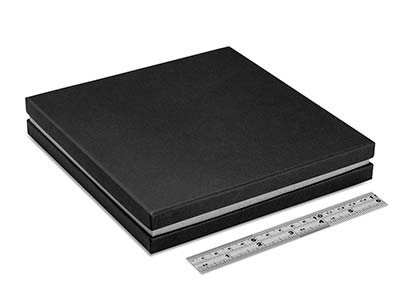 Boîte pour collier, Carton noir avec bande métallique argent - Image Standard - 4