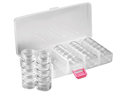 Rangement pour perles, 25 pots ronds dans boîte transparente - Image Standard - 3