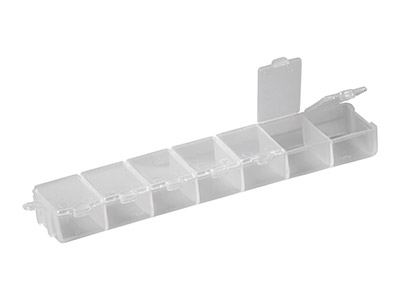 Mini boîte de rangement pour perles 7 compartiments, 15 x 3 x 2 cm, Plastique transparent - Image Standard - 3