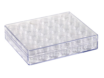 Rangement pour perles, 30 mini pots ronds dans boîte transparente - Image Standard - 2