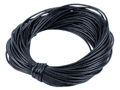 Cordon en coton ciré Noir 1 mm, 10 mètres