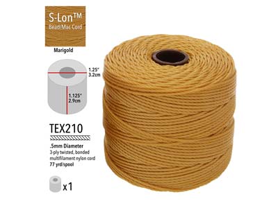 Cordon marigold 0,50 mm,Tex 210 S-Lon Beadsmith, bobine de 70 mètres - Image Standard - 3