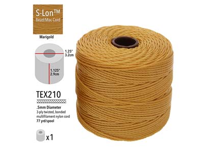 Cordon marigold 0,50 mm,Tex 210 S-Lon Beadsmith, bobine de 70 mètres - Image Standard - 3