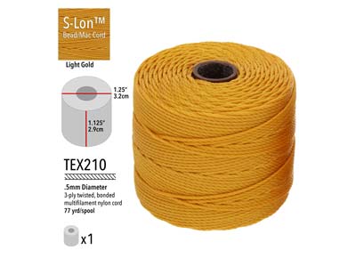 Cordon jaune clair 0,50 mm,Tex 210 S-Lon Beadsmith, bobine de 70 mètres - Image Standard - 3