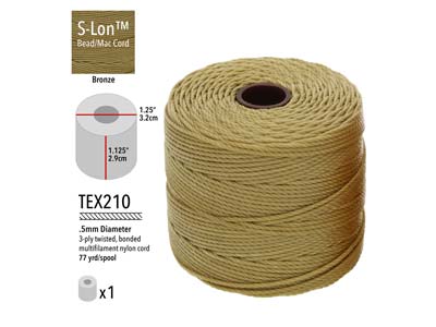 Cordon bronze 0,50 mm,Tex 210 S-Lon Beadsmith, bobine de 70 mètres - Image Standard - 3