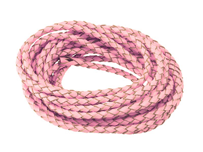 Cordon en cuir tressé Rose 3 mm, 3 mètres - Image Standard - 2