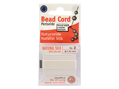 Fil de Soie naturelle Griffin n° 2, Blanc 0,45 mm, 2 mètres - Image Standard - 2