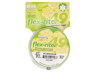 Fil Flexrite 49 brins, 0,36 mm, transparent, 9,14 mètres, Beadsmith