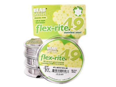 Fil Flexrite 49 brins, 0,36 mm, transparent, 9,14 mètres, Beadsmith - Image Standard - 2