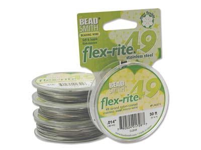 Fil Flexrite 49 brins, 0,36 mm, transparent, 9,14 mètres, Beadsmith - Image Standard - 3