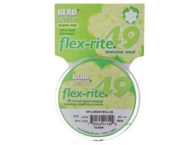 Fil Flexrite 49 brins, 0,45 mm, transparent, 9,14 mètres, Beadsmith