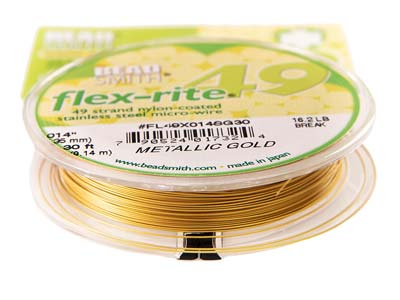 Fil Flexrite 49 brins, 0,36 mm, doré, 9,14 mètres, Beadsmith - Image Standard - 4