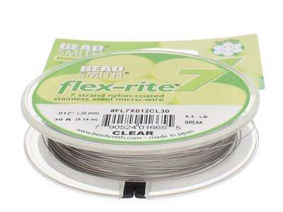 Fil Flexrite 7 brins, 0,30 mm, transparent, 9,14 mètres, Beadsmith - Image Standard - 4