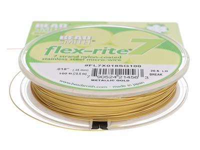 Fil Flexrite 7 brins, 0,45 mm, doré, 30,50 mètres, Beadsmith - Image Standard - 4